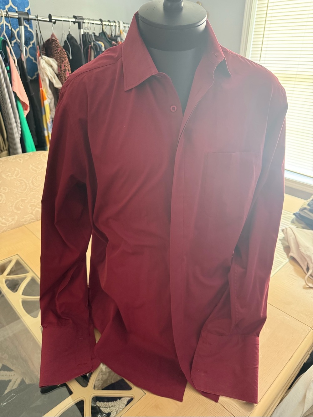 Stacy Adams Men's Dress Shirt in Burgundy